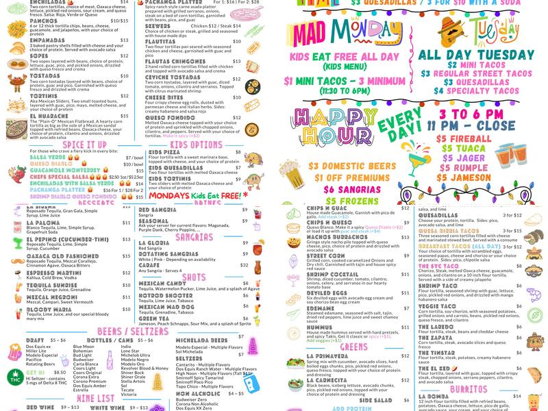 Sangria y Cerveza - Tacos & Tapas Lounge Menu