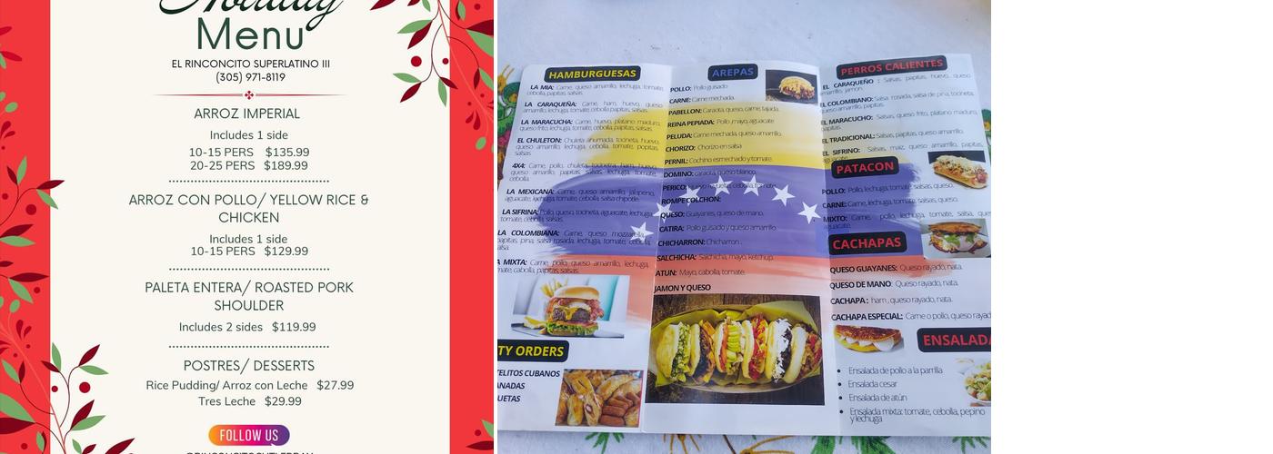 La mia arepa and burger Menu