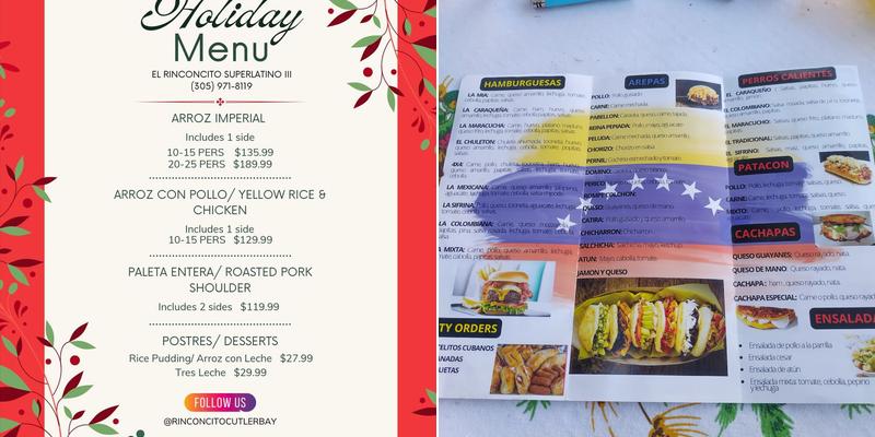 La mia arepa and burger Menu