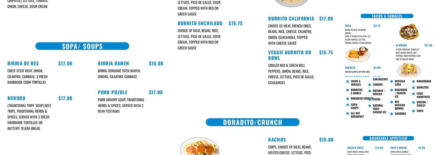 Don Papi Chulo Menu