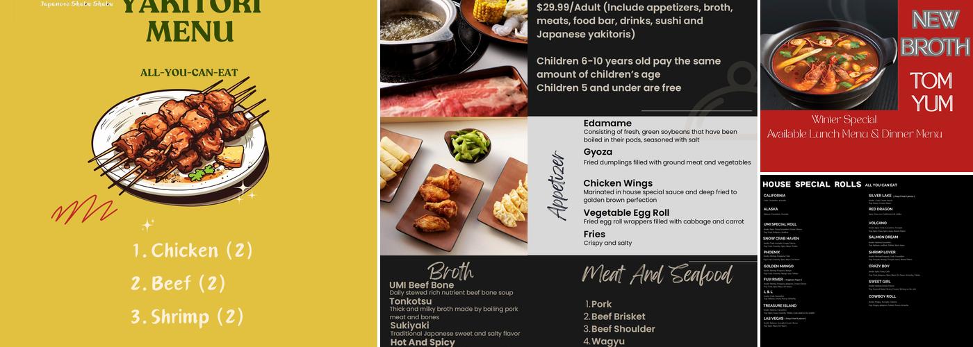 UMI Japanese Shabu Shabu Menu