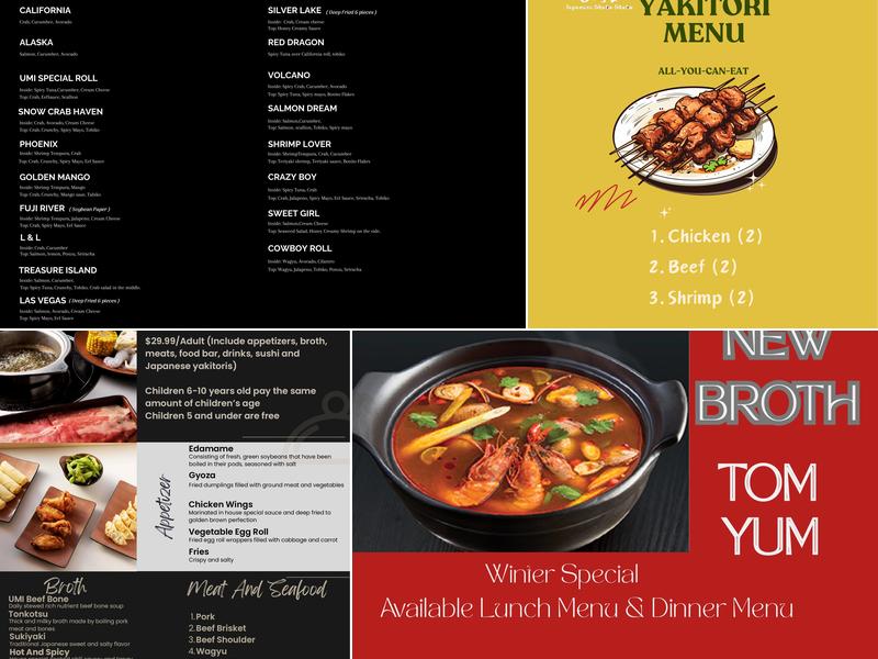 UMI Japanese Shabu Shabu Menu