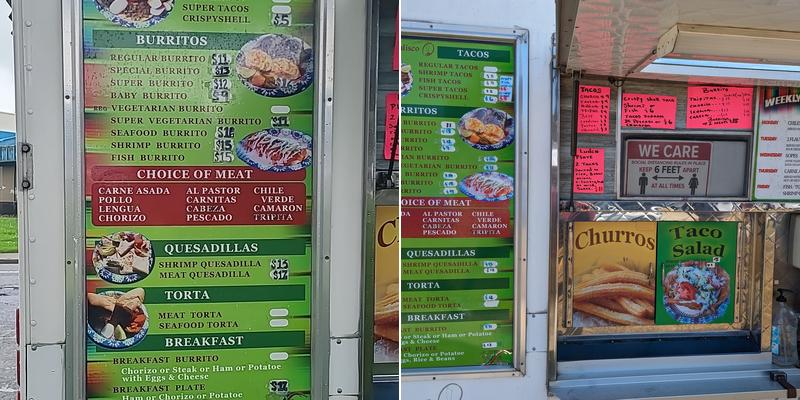 Tacos La Barca Food Truck Menu