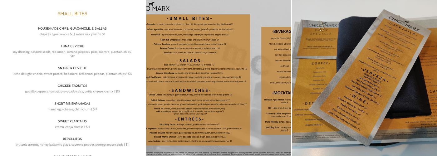 Chico Marx Menu