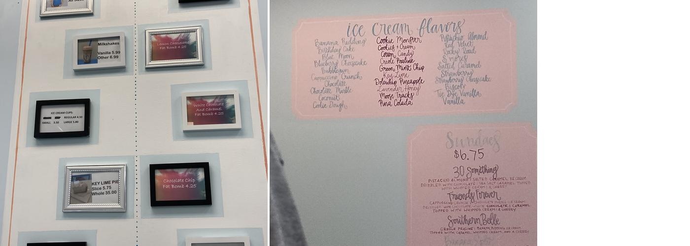 DeSoto Snow and Creamery Menu