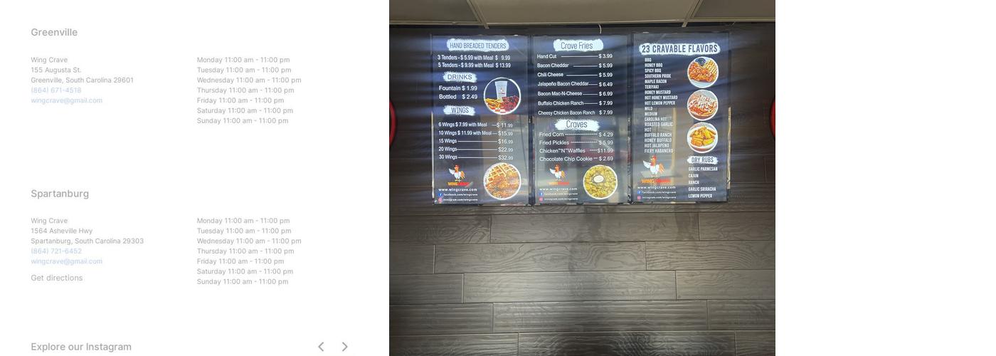 Wing Crave Menu
