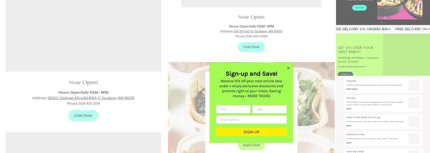 Uno Más Taco Shop - Downtown Spokane Menu