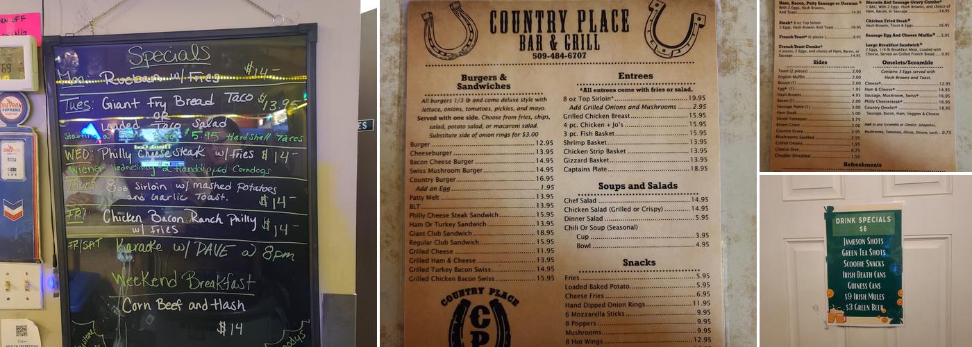 Country Place Menu