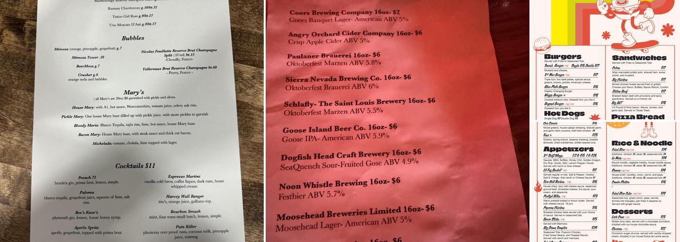 3rd Shift Kitchen Menu