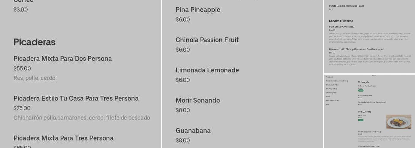 Tu Casa Restaurant Menu