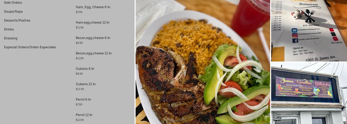 Estrella Latina Restaurant Menu