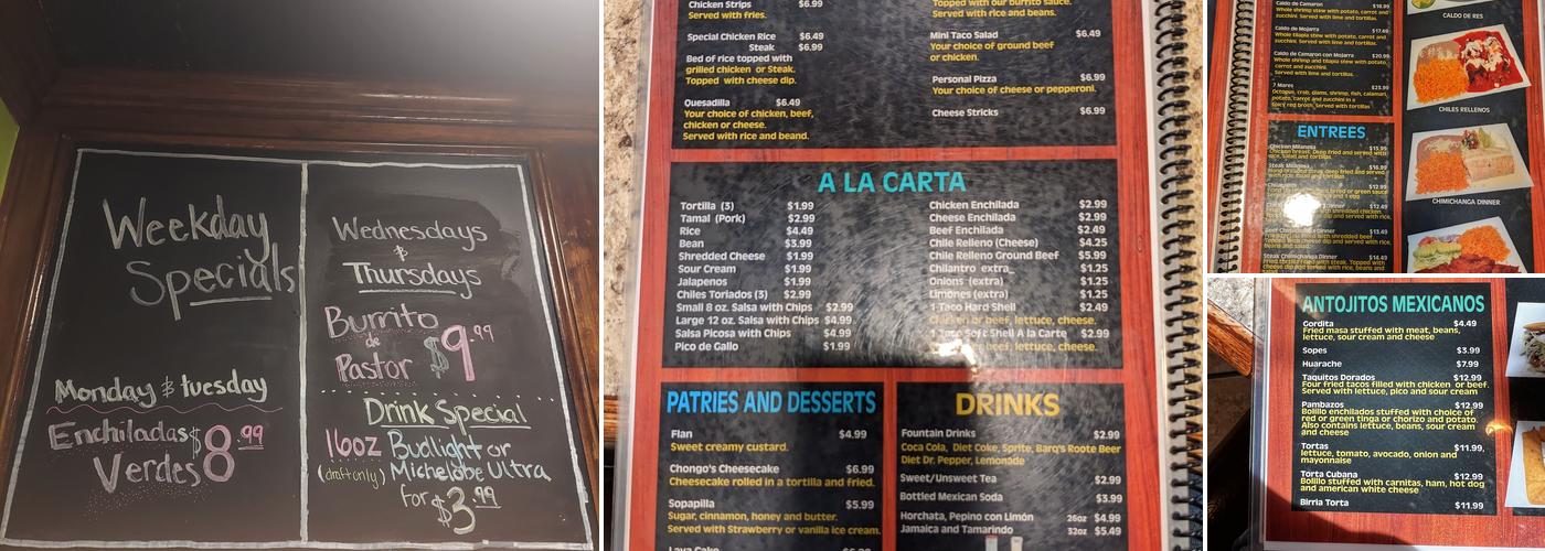 Los Michoacanos Garcias Menu