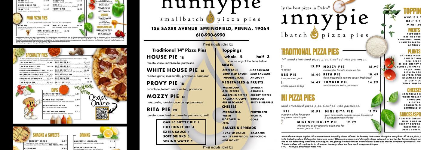 Hunnypie Smallbatch Pizza Pies Menu