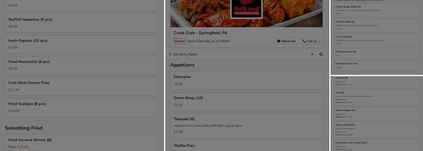 Crack Crab Menu