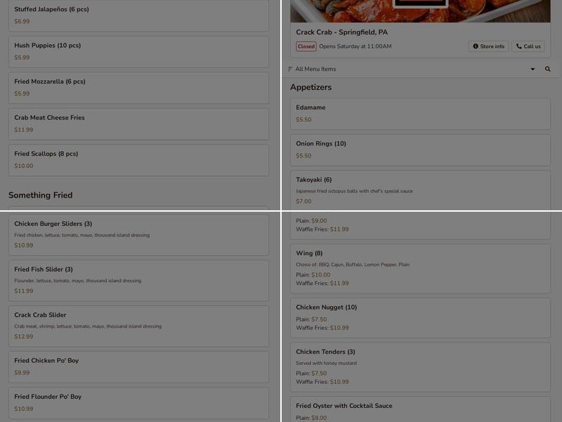 Crack Crab Menu