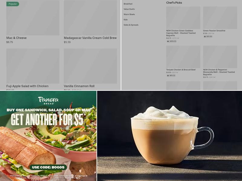 Panera Bread Menu