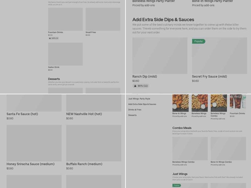 It's Just Wings Menu