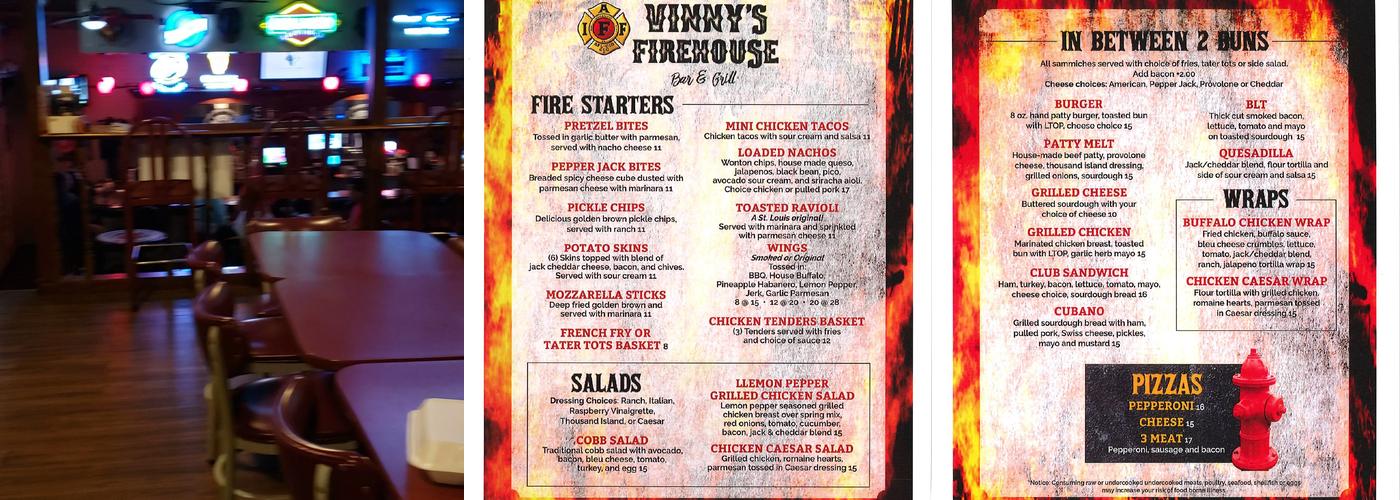 Vinny's Bar Menu