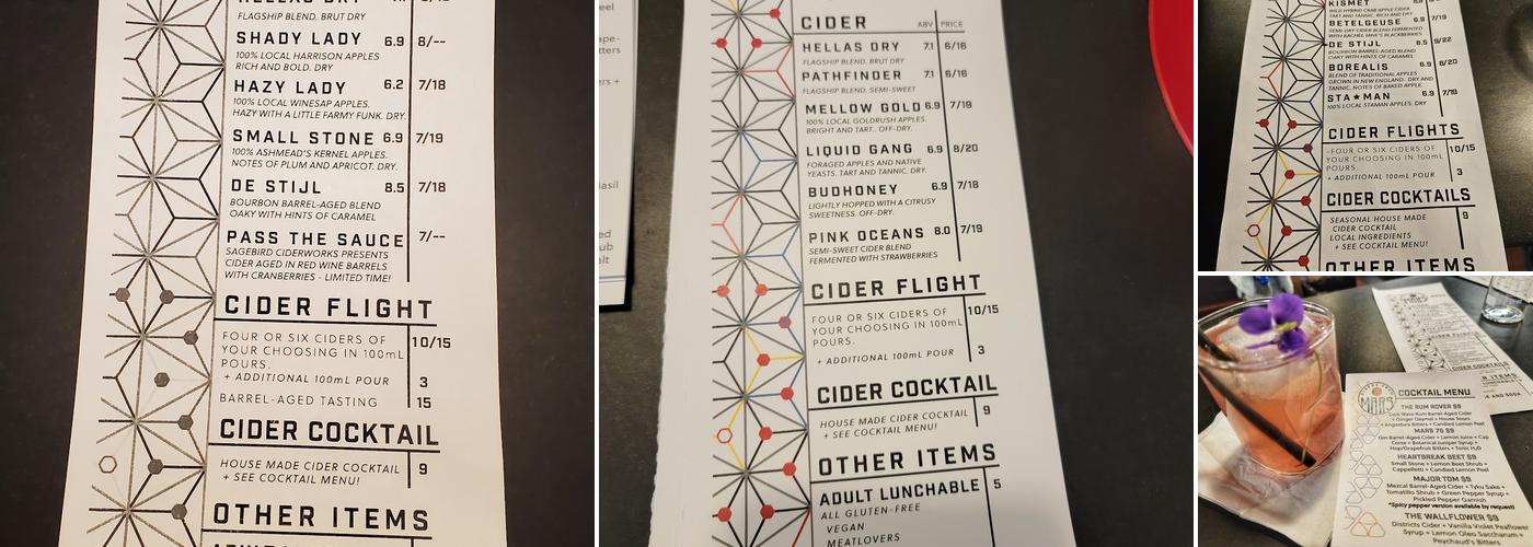 Ciders From Mars Menu