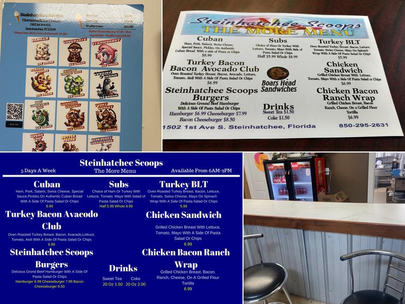 Steinhatchee Scoops Menu