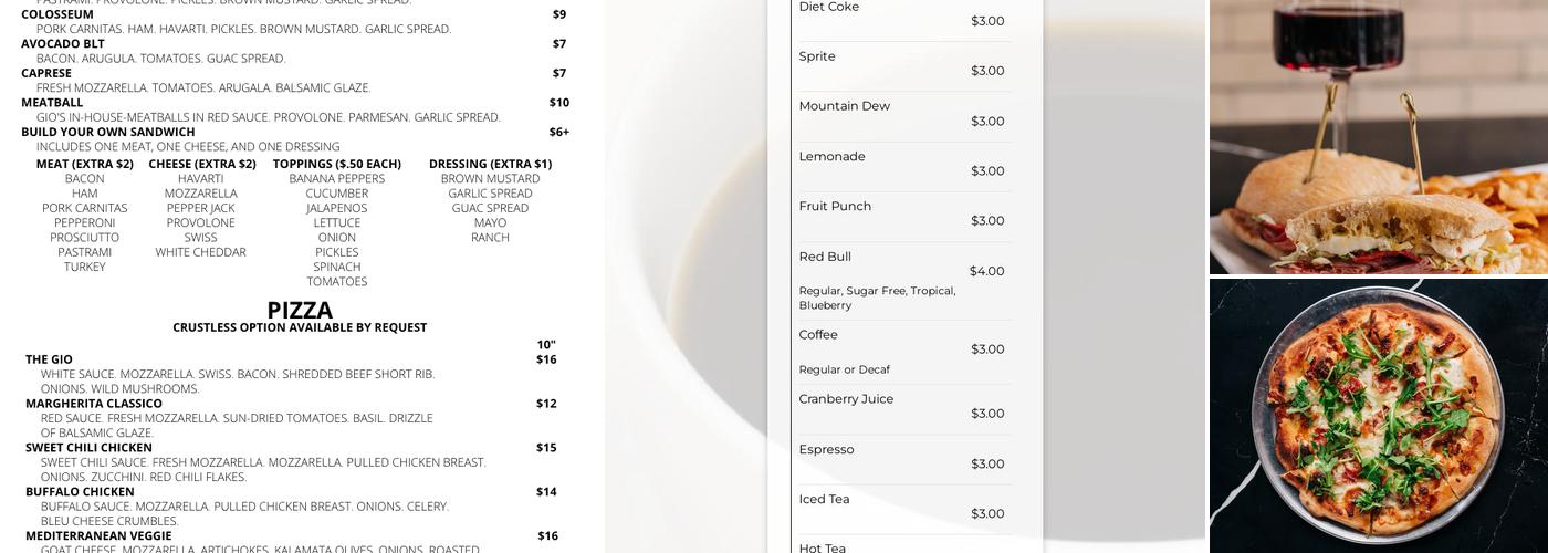 Gio's Stillwater Menu