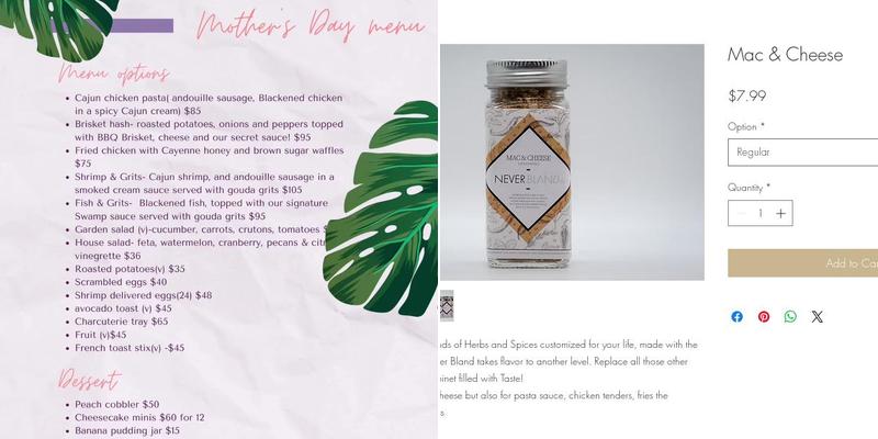 Sophisticated Delights Menu