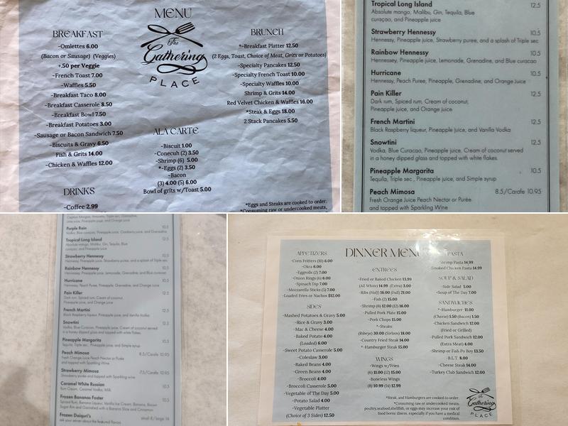 The Gathering Place Menu