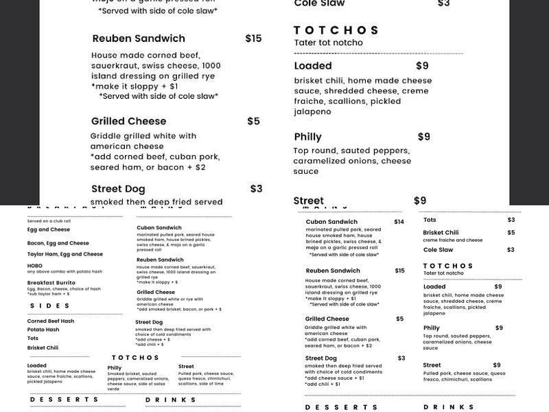 Lily's Cubans & Reubens Food Truck Menu