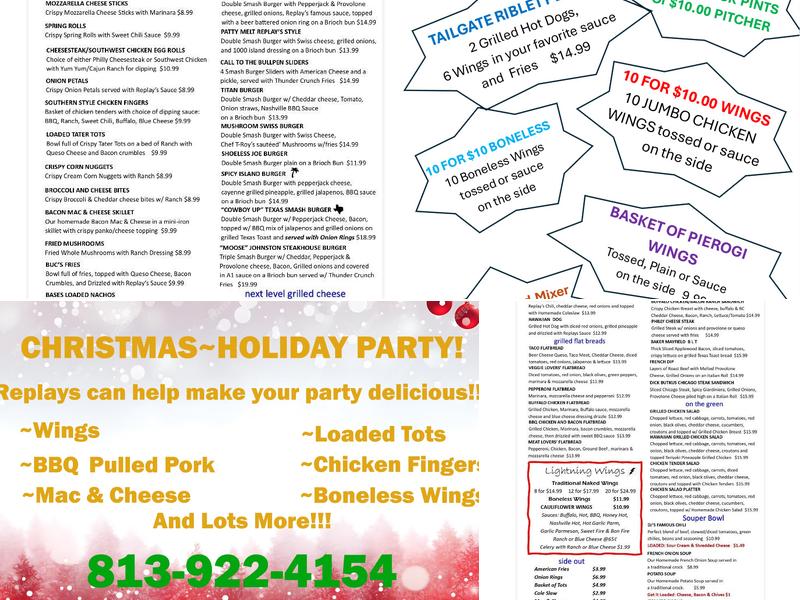 Replays Family Sports Grill Menu