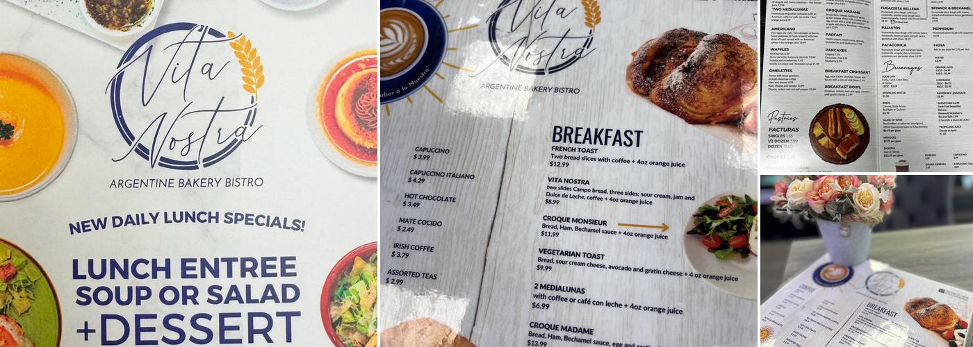 Vita Nostra Bakery Bistro Menu