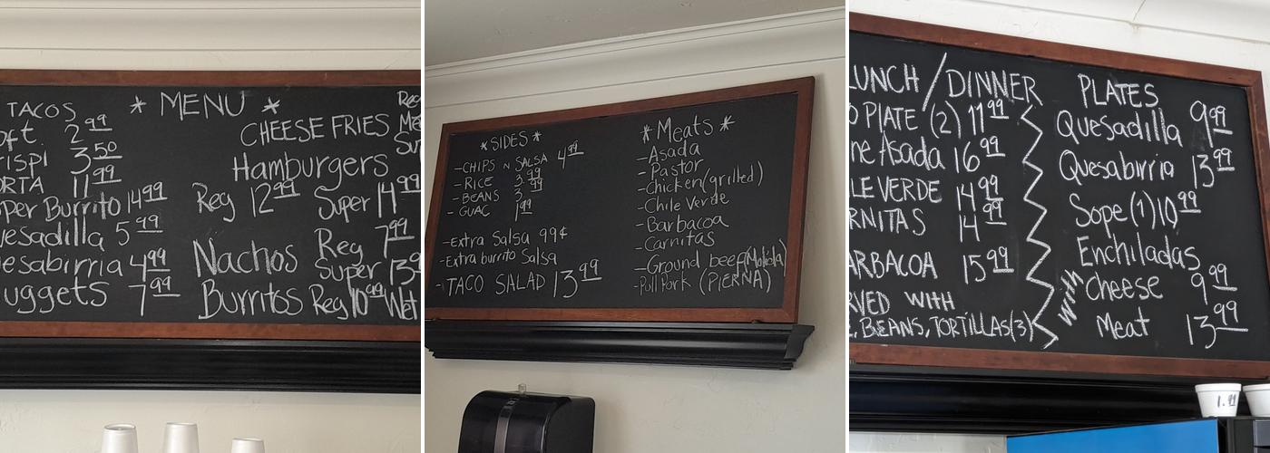 Taco Time Menu