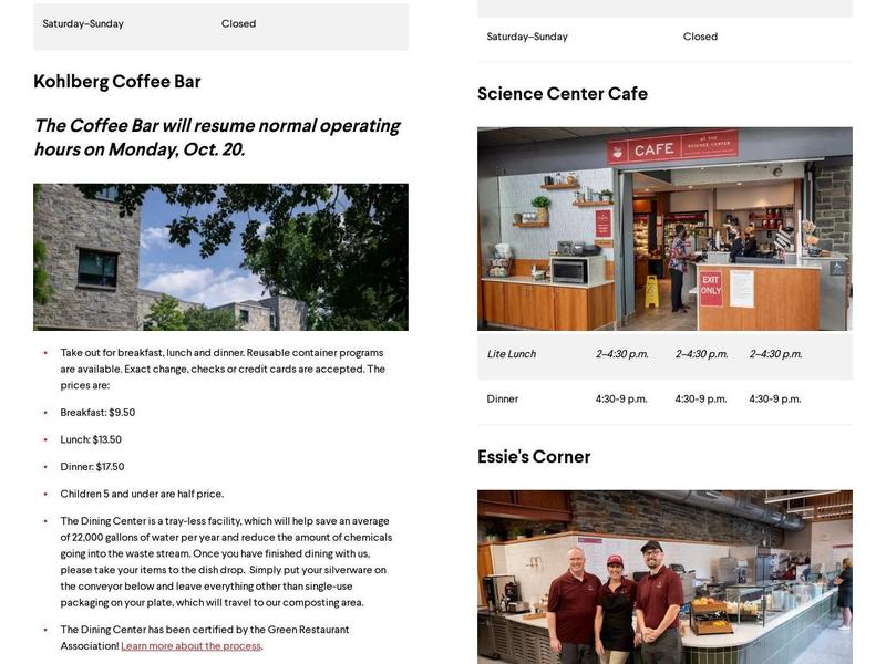 Dining Center Menu