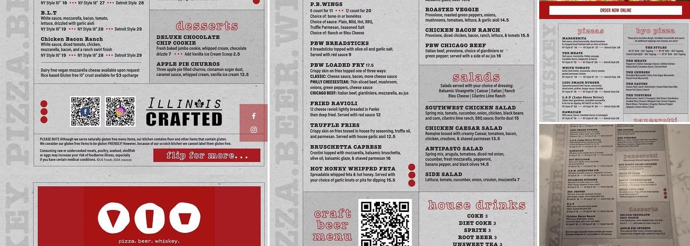 Pizza Beer Whiskey Menu