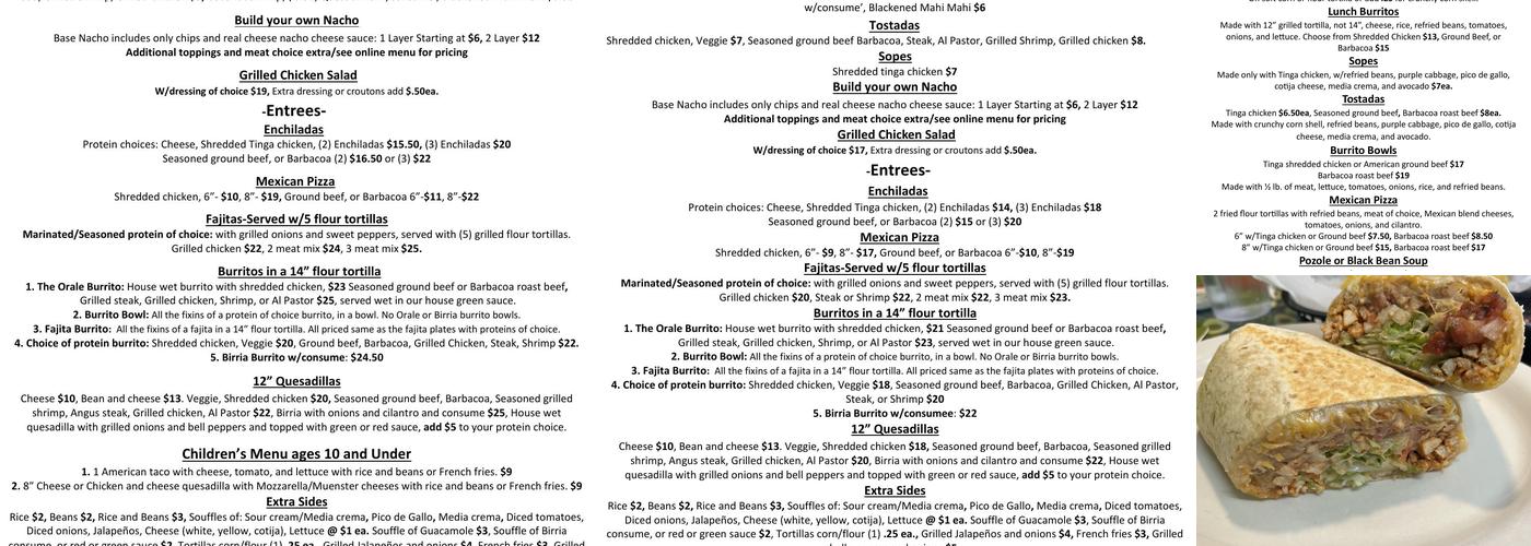 Órale Menu