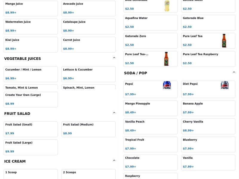 Cuse Smoothies and Refreshers Menu