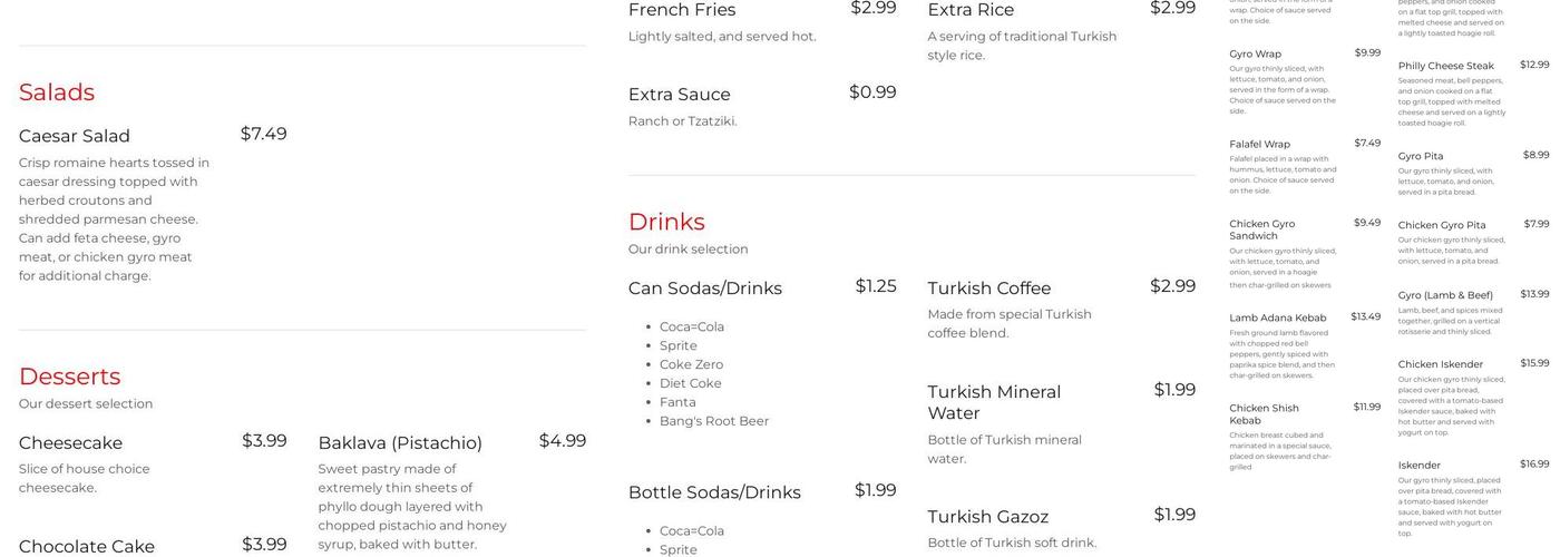 64 Tally Gyro & Kebabs Menu