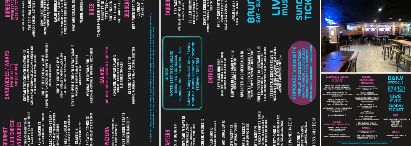 HomeBase Delaware Menu
