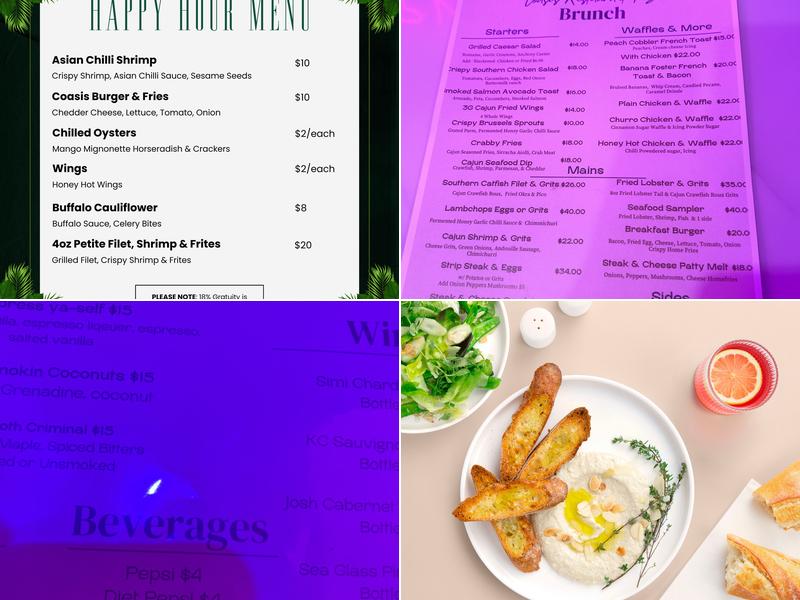 Coasis Resturant Bar & Suites Menu