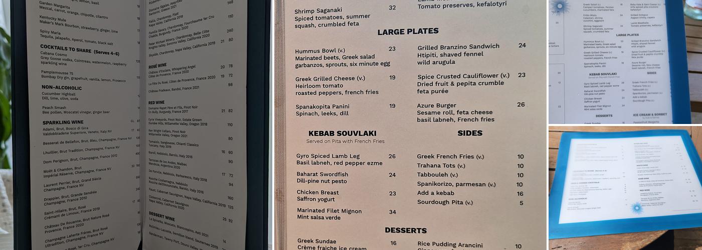 Azure at EDITION Menu