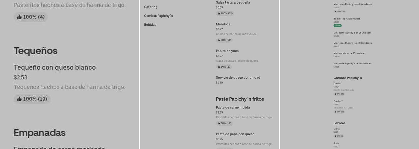 Pastelitos Papichys Menu