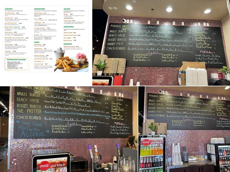 Paradise Valley Burger Menu