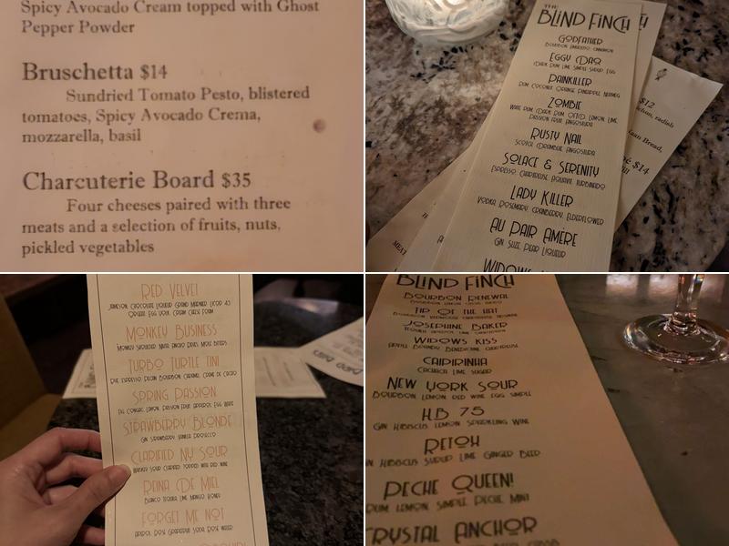The Blind Finch Menu