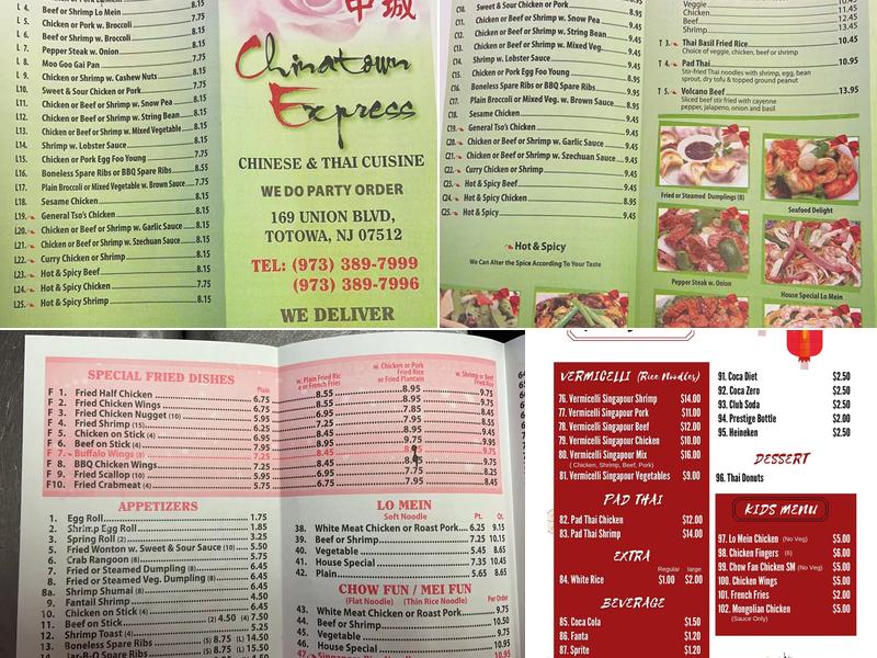 Chinatown Express totowa Menu
