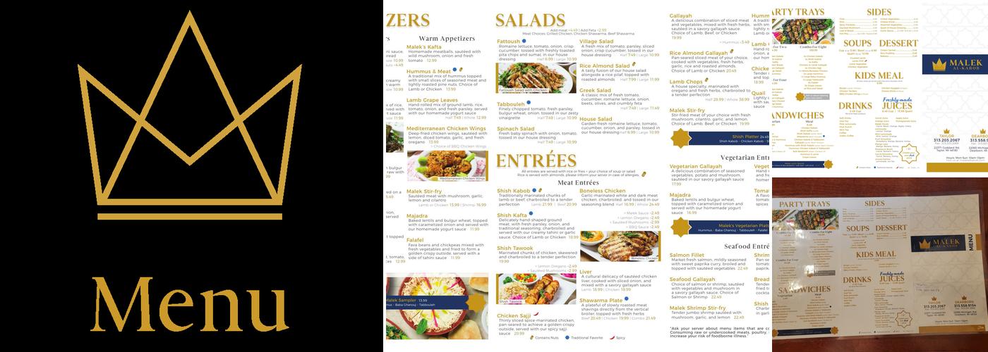 Malek Al Kabob Trenton Menu