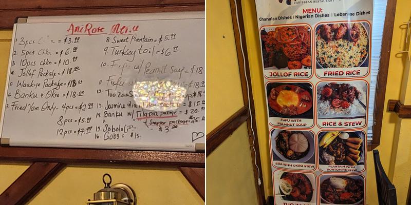 AniRose African-Caribbean Restaurant Menu