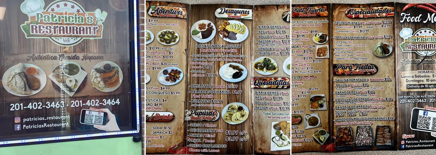 Patricia's Restaurant Menu