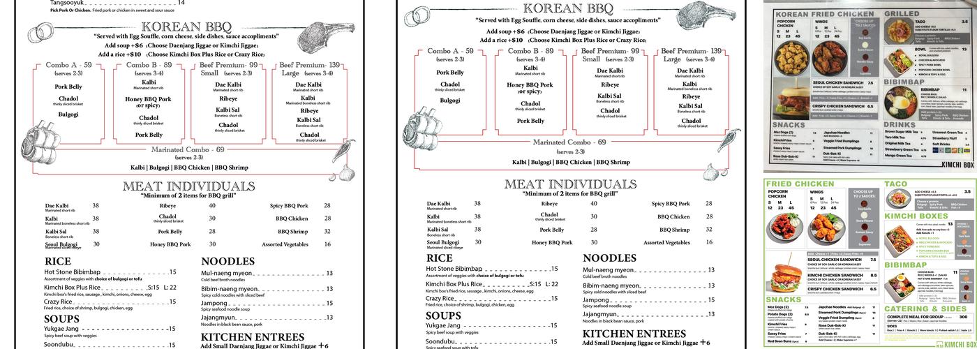 Kimchi Box Menu