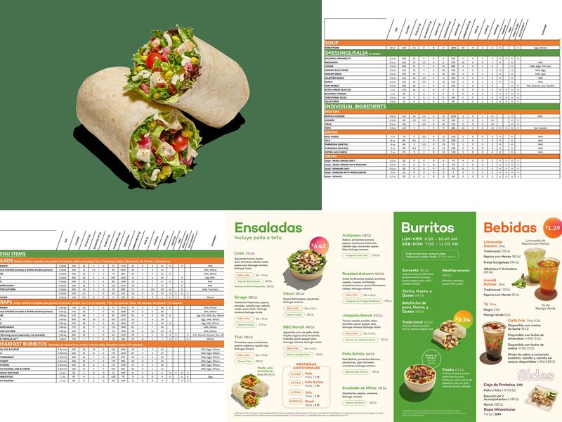 Salad and Go Menu