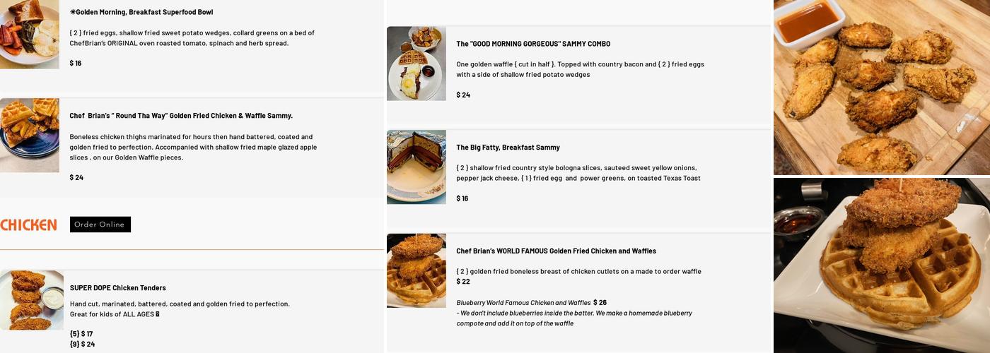 Chef Brian's Comfort Kitchen Menu