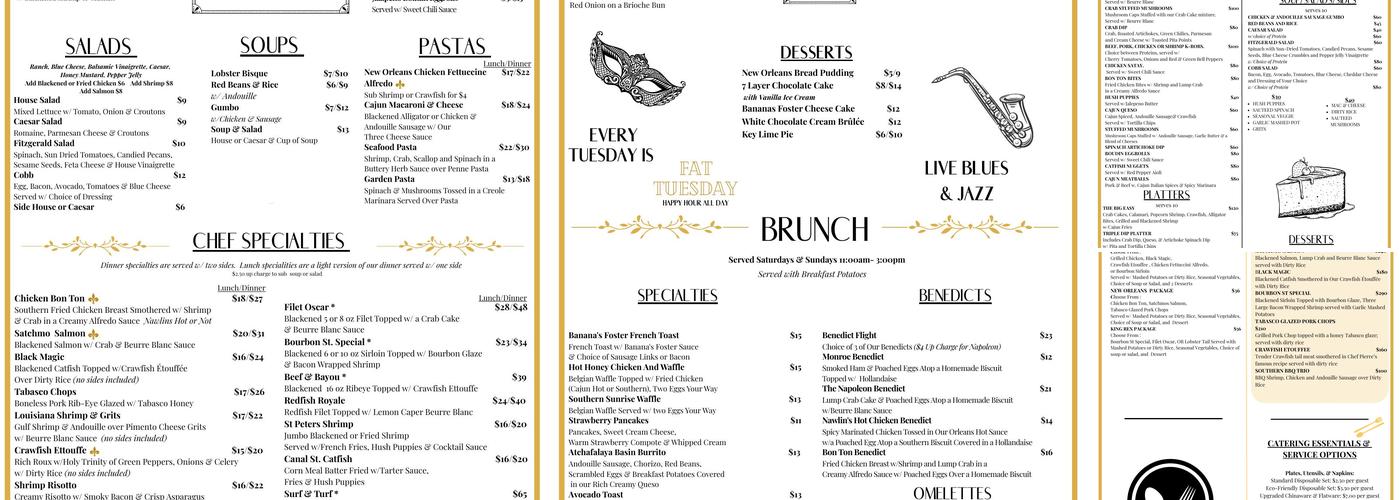 Bourbon St. Cafe Menu